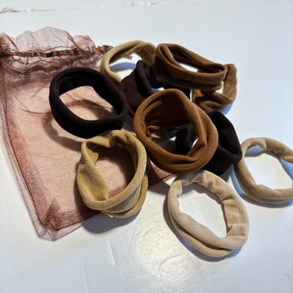 NEW 10 Hair Ties Comfortable Non-Pinch Brown Bundle - Picture 4 of 5